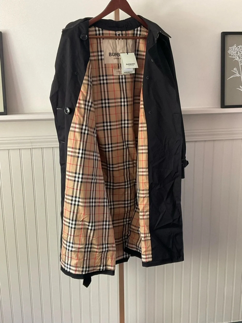 Burberry Kensington Trench Coat Black UK 14 US 12 Made in England Classic Belted - Picture 7 of 16